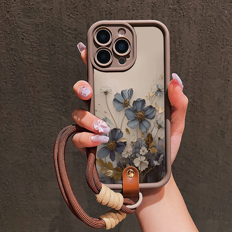Samsung Galaxy Strap - Casing Ponsel Tali Lanyard Bunga Biru