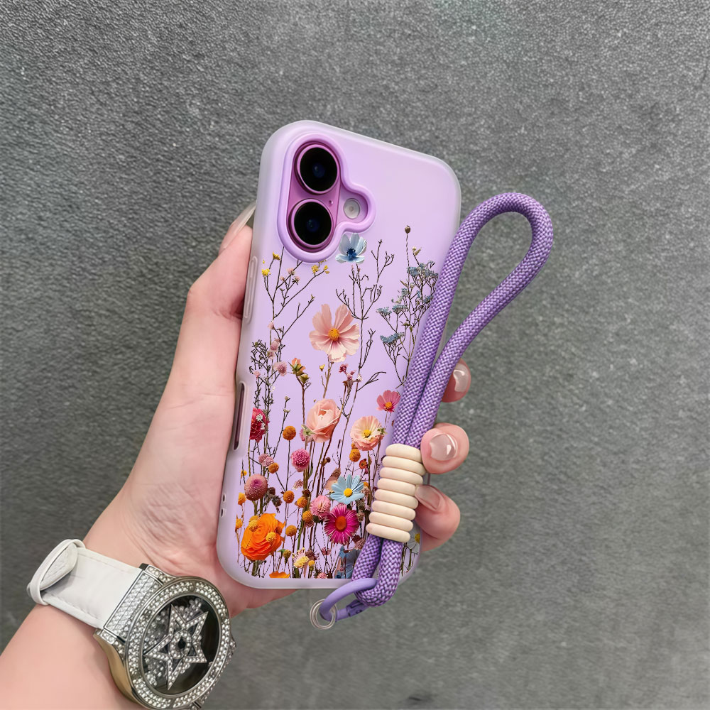 Samsung Galaxy Strap - Casing Ponsel Bunga Warna-warni dengan Tali