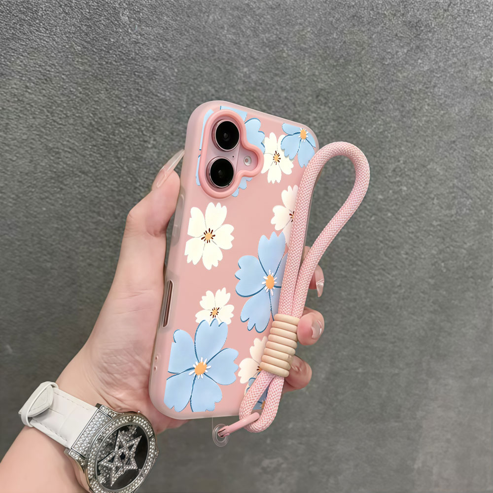 Casing Ponsel Bunga Putih Biru - Samsung Galaxy Strap ulasan dan harga