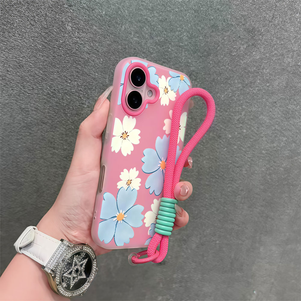 Casing Ponsel Bunga Putih Biru - Samsung Galaxy Strap ulasan dan harga